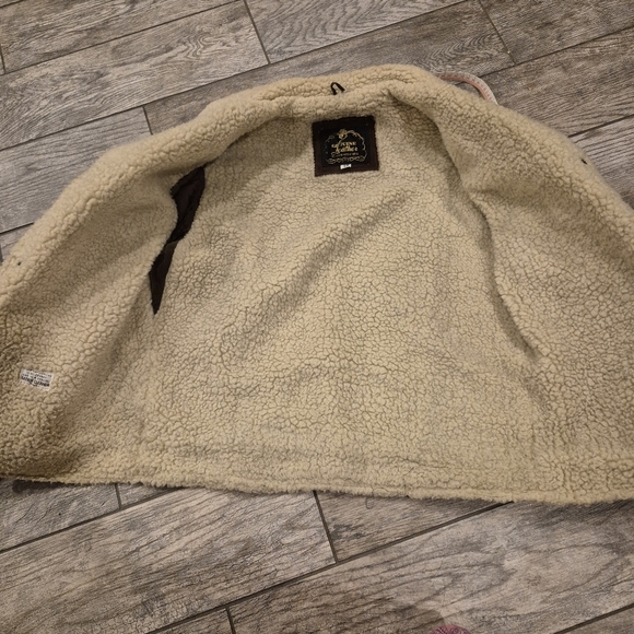 Vintage Suede Sherpa Jacket Size 38 Western Marlboro Man Coat Leather Shearling - Picture 7 of 11